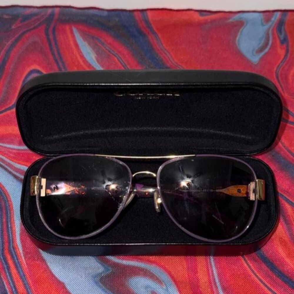 Coach Gold Aviator Sunglasses HC7059 Vintage Luxury w/ Coach Case